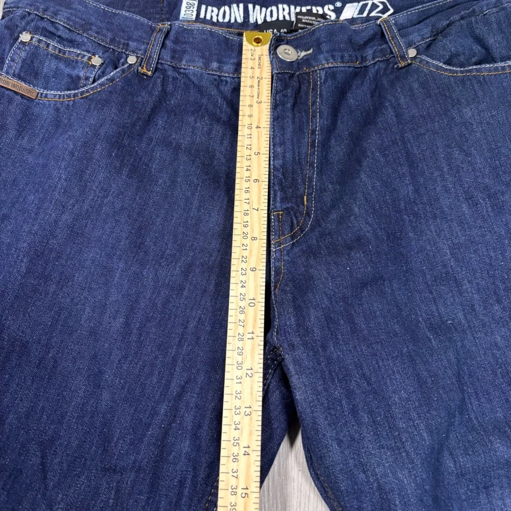 Iron Workers 10398 Mens Motorcycle Riding Jeans Blue Denim Straight Leg Size 40